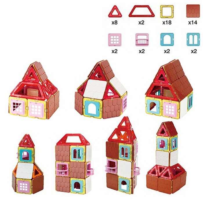 Конструктор магнитный «Цветные магниты», 50 деталей Конструктор магнитный «Цветные магниты», 50 деталей