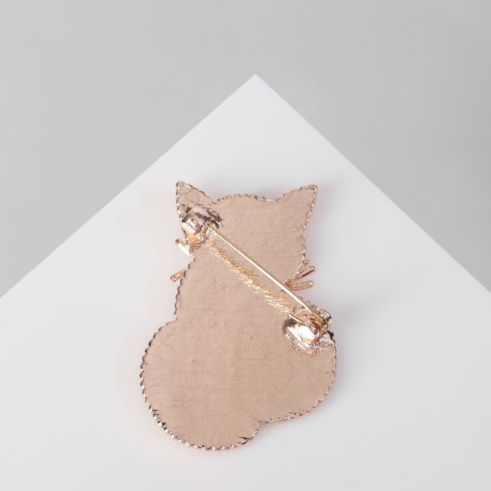 Брошь &laquo;Кошечка&raquo;, цвет чёрно-коричневый в розовом золоте