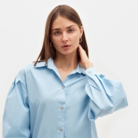Рубашка женская с объёмными рукавами MINAKU: Casual Collection цвет голубой, р-р 46