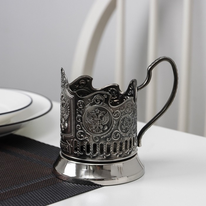 Подстаканник «Герб РФ», стакан d=6,1 см, никелированный, с чернением Подстаканник «Герб РФ», стакан d=6,1 см, никелированный, с чернением