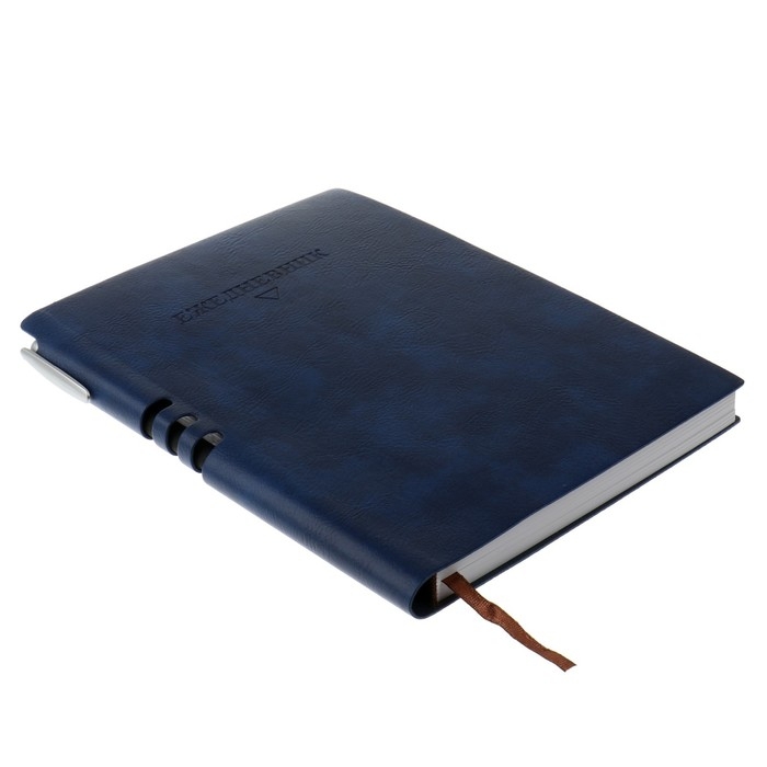 Ежедневник недатированный А5, 140 листов в клетку, с ручкой, обложка кожзам, МИКС Ежедневник недатированный А5, 140 листов в клетку, с ручкой, обложка кожзам, МИКС