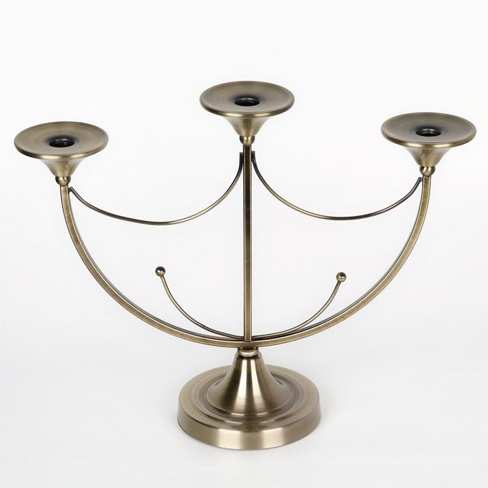 Подсвечник металл «Герцог», на 3 свечи, 44 х 14 х 24 см