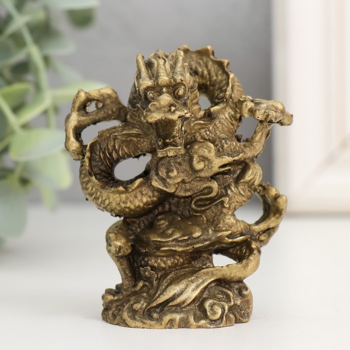 Нэцкэ полистоун под бронзу  Нэцкэ полистоун под бронзу "Дракон. Активация" 3,5х6х8 см
