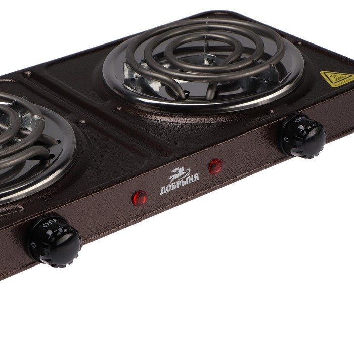 Плитка электрическая  Плитка электрическая "Добрыня" DO-2207, 2000 Вт, 2 конфорки, коричневая