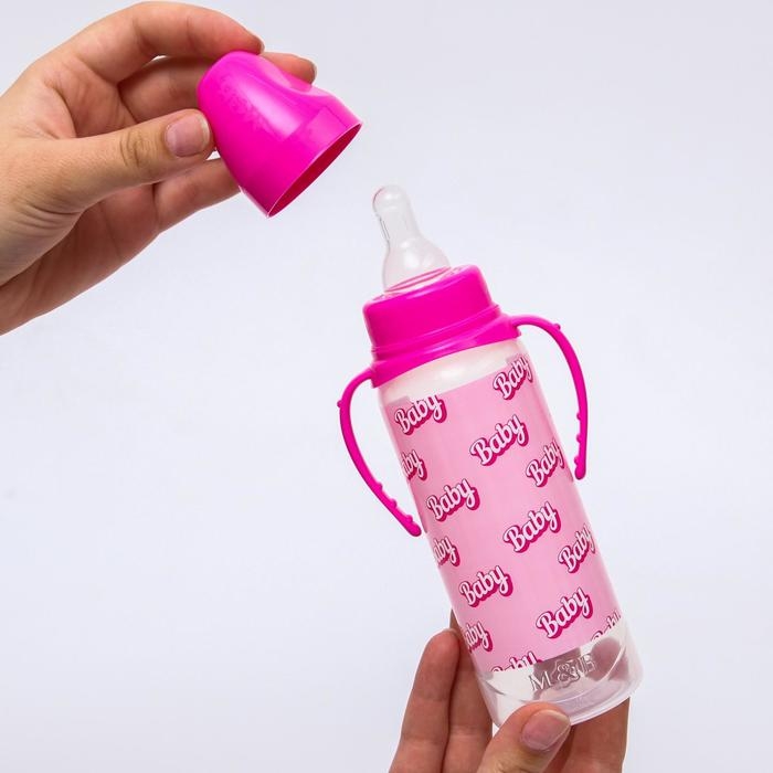 Бутылочка для кормления Baby, классическое горло, от 0 мес, 250 мл., цилиндр, с ручками Бутылочка для кормления Baby, классическое горло, от 0 мес, 250 мл., цилиндр, с ручками