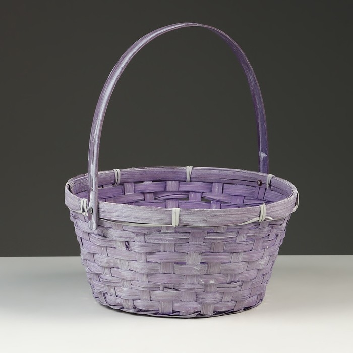 Корзина плетеная, D26 х 12/30 см, фиолетовая, бамбук Корзина плетеная, D26 х 12/30 см, фиолетовая, бамбук