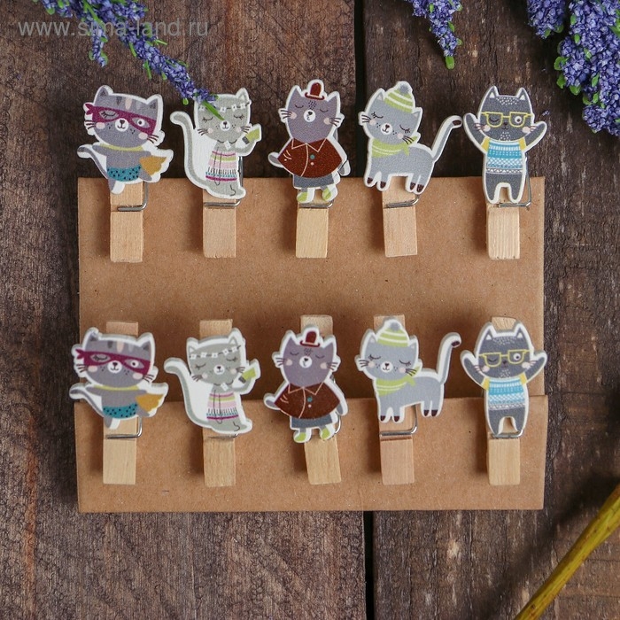 Прищепки декоративные «Котята» набор 10 шт.