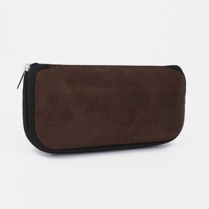 Футляр для очков на молнии, длина 16,5 см, цвет коричневый Футляр для очков на молнии, длина 16,5 см, цвет коричневый