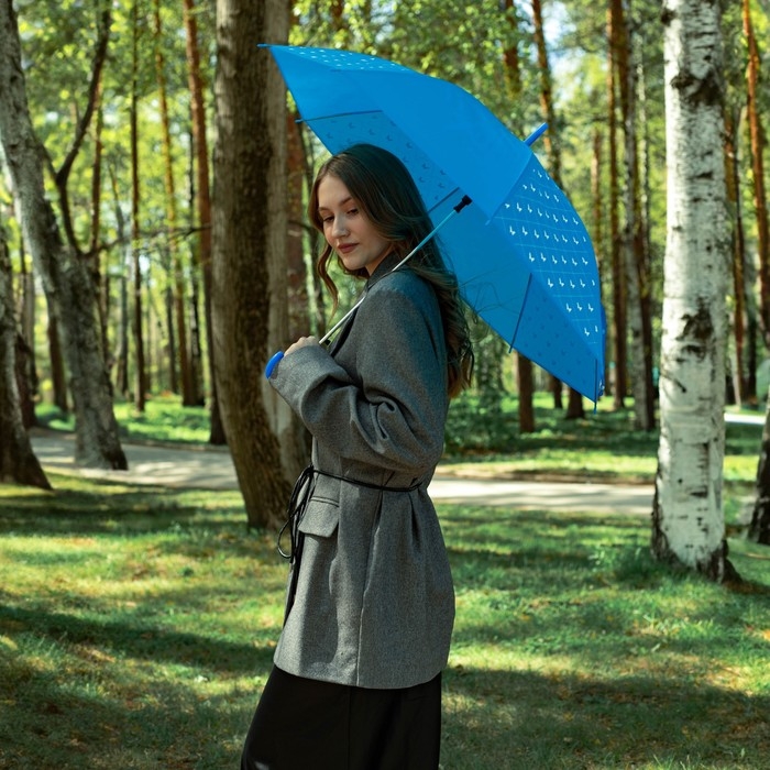 Зонт женский трость «Яркие бабочки», 8 спиц, d = 90 см, цвет синий Зонт женский трость «Яркие бабочки», 8 спиц, d = 90 см, цвет синий