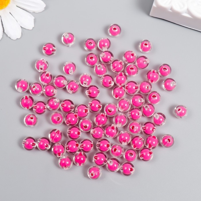 Бусины пластик Бусины пластик "Ярко-розовые" глянец набор 20 гр d=0,8 см