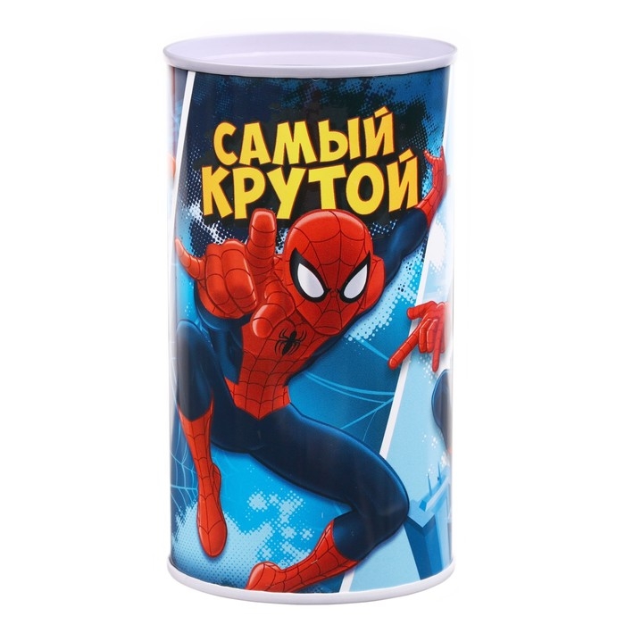 Копилка металлическая, 6,5 см х 6,5 см х 12 см  Копилка металлическая, 6,5 см х 6,5 см х 12 см "Самый крутой", Человек-паук