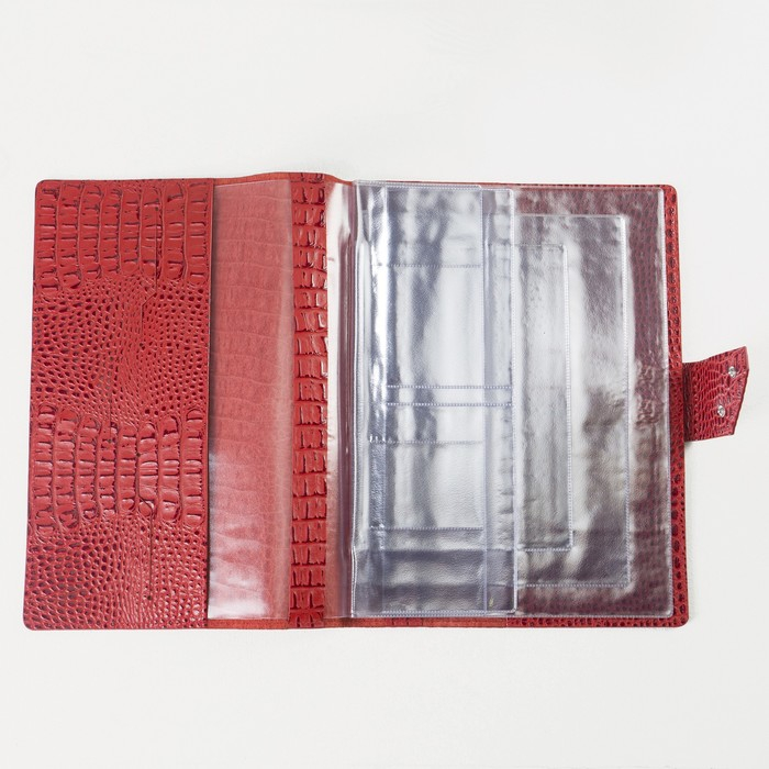 Папка для документов на кнопке, 4 комплекта, цвет красный