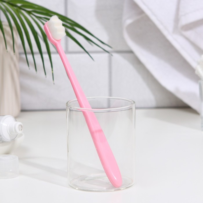 Сверхмягкая зубная щётка, 10000 щетинок, ребристая, розовая Сверхмягкая зубная щётка, 10000 щетинок, ребристая, розовая