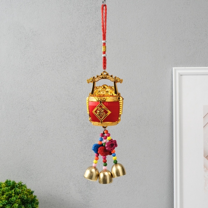 Колокольчик металл  Колокольчик металл "Бочонок с золотом - богатство" 6,5х7,2х31,5 см