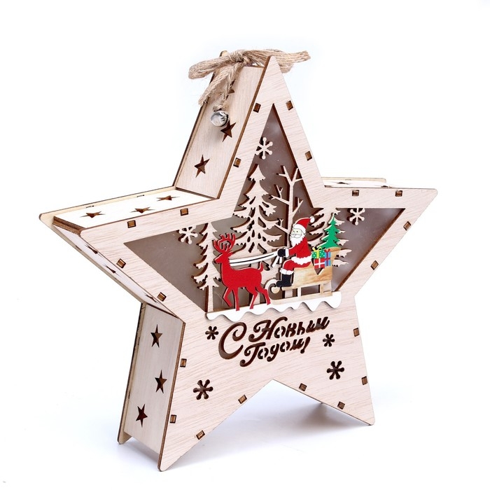 Новогодний декор с подсветкой «С новым годом» 21,5 × 5 × 21,5 см Новогодний декор с подсветкой «С новым годом» 21,5 × 5 × 21,5 см