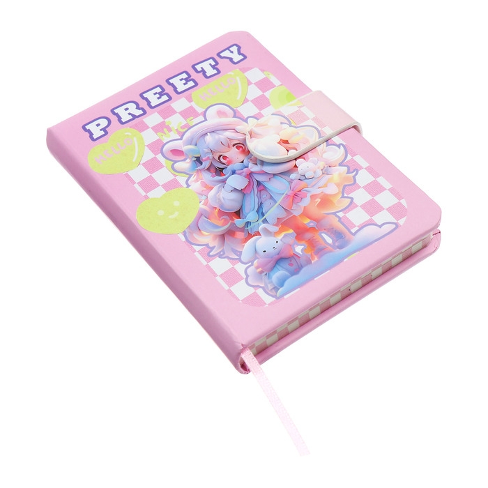 Записная книжка подарочная 96л,линия, с хлястиком, срез с рисунком обложки, Аниме (12,9х9см) 10539 Записная книжка подарочная 96л,линия, с хлястиком, срез с рисунком обложки, Аниме (12,9х9см) 10539