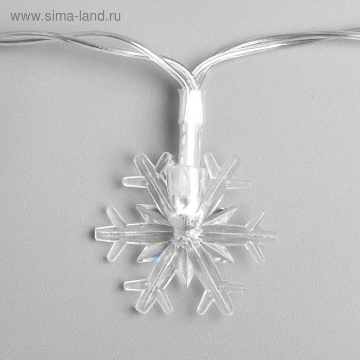 Гирлянда «Нить» 3 м с насадками «Снежинки большие», IP20, прозрачная нить, 20 LED, свечение мульти (RG/RB), мигание, USB