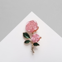 Брошь &laquo;Цветок&raquo; нежность, розово-зелёный в золоте