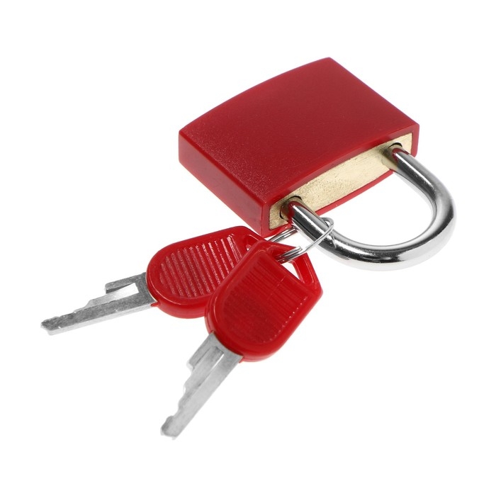 Замок навесной для чемодана, средний, 30х42 мм, красный