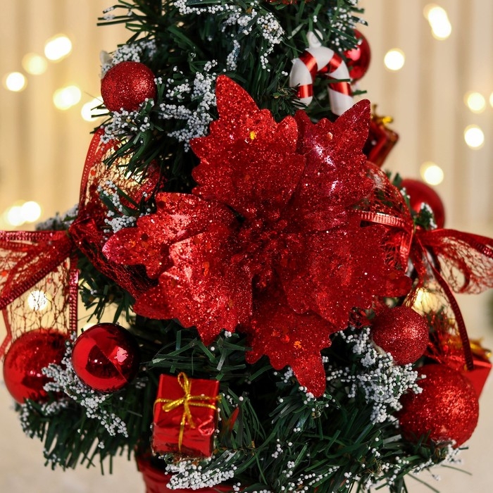 Ёлка декор  Ёлка декор "Праздничная" цветок леденец снег, 16х38 см, красный