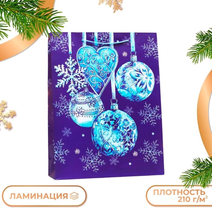 Новый год. Пакет подарочный Новый год. Пакет подарочный "Новогодние шары", 33 х 42,5 х 10 см