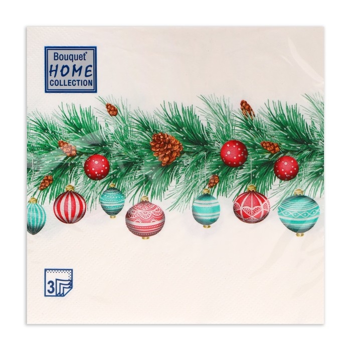 Новогодние салфетки бумажные Home Collection Сlassic «Новогодняя гирлянда», 3 слоя, 33х33 см, 20 шт Новогодние салфетки бумажные Home Collection Сlassic «Новогодняя гирлянда», 3 слоя, 33х33 см, 20 шт