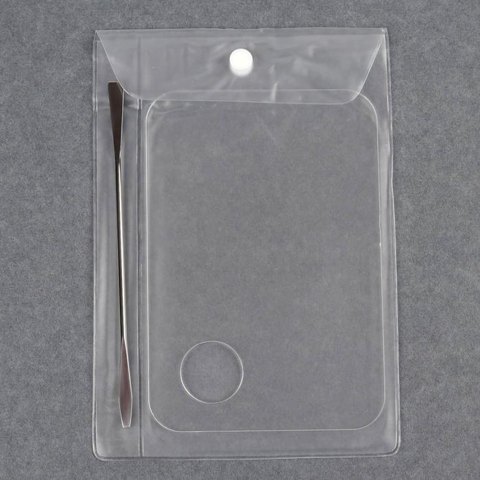 Палитра для смешивания лаков, 10 × 15 см, с шабером 15 см, цвет прозрачный глянцевый Палитра для смешивания лаков, 10 × 15 см, с шабером 15 см, цвет прозрачный глянцевый