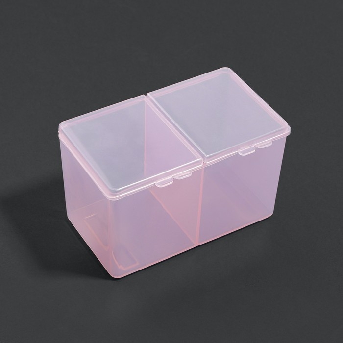 Органайзер для хранения, с крышкой, 2 секции, 6,7 &times; 12,5 &times; 7,5 см, цвет МИКС
