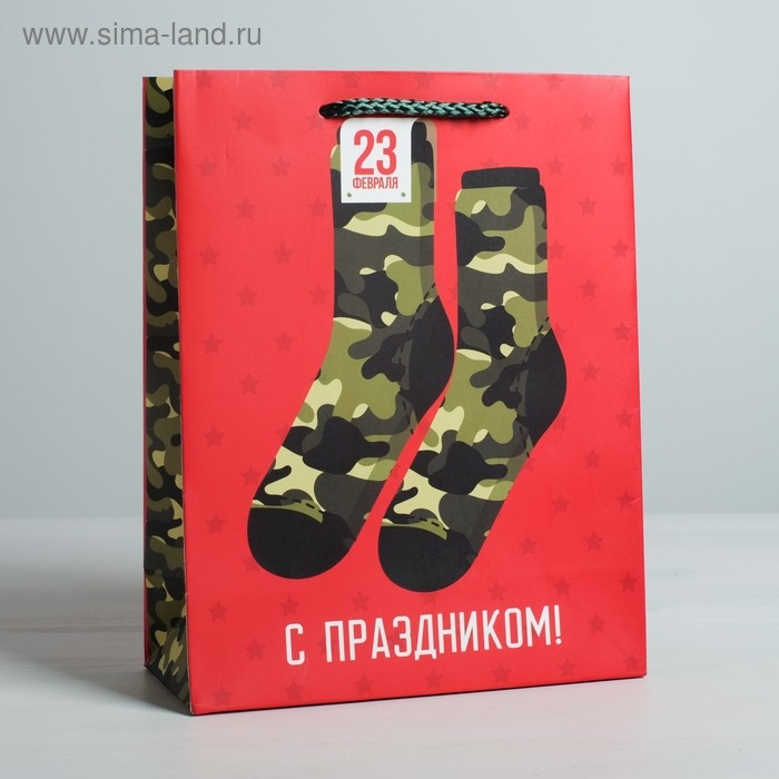 Пакет подарочный ламинированный вертикальный, упаковка, «Защитнику!», MS 18 х 23 х 10 см