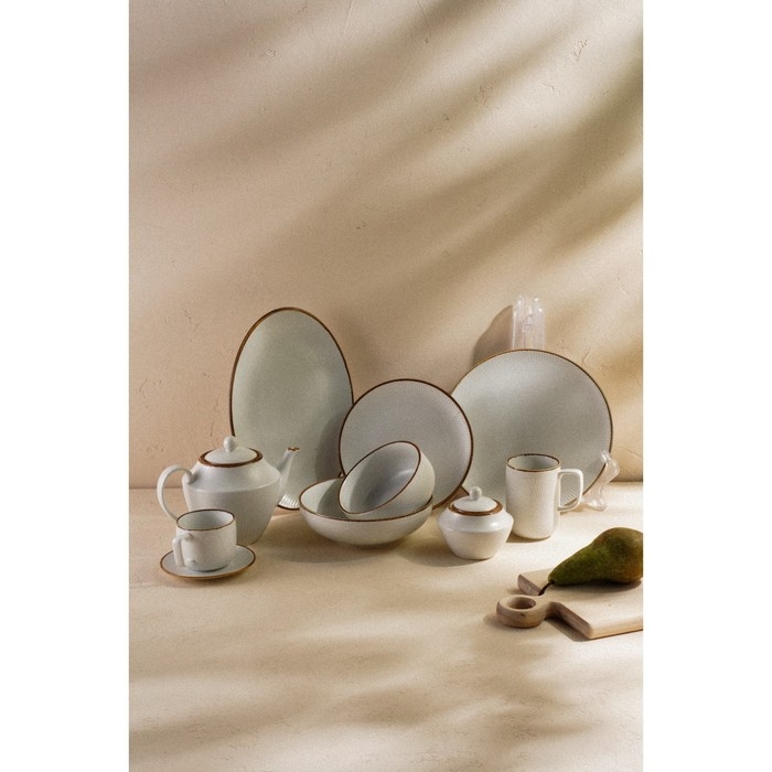 Чайник заварочный фарфоровый SL Home «Волна в камне», 1 л, 22×13×15,5 см, цвет белый