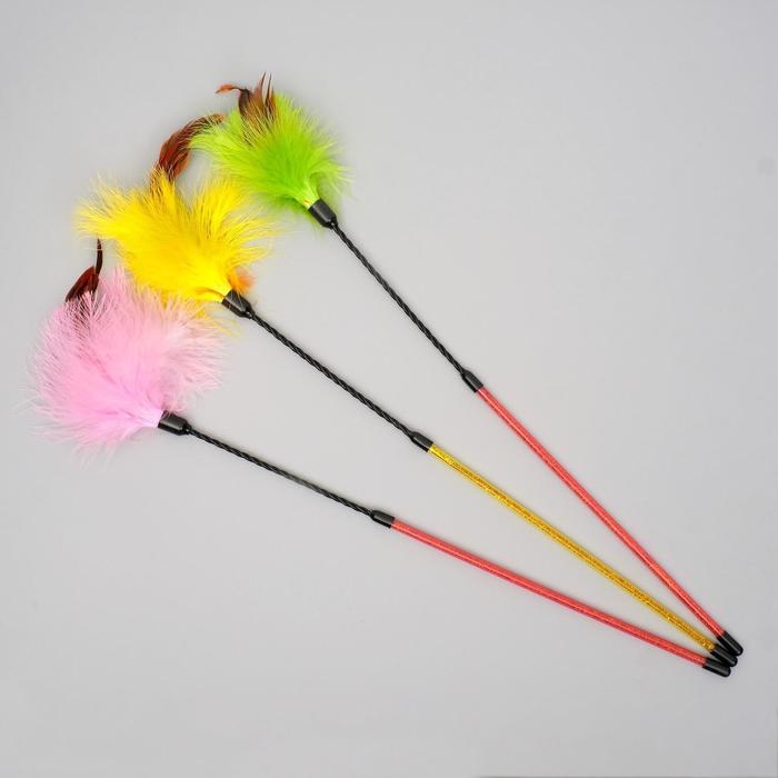 Дразнилка  Дразнилка "Пушок с ушками", двойная ручка жёсткая/гибкая, 50 см, микс цветов