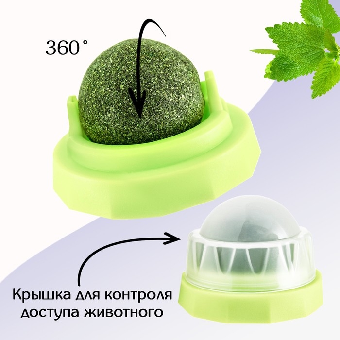 Игрушка для кошек из кошачьей мяты  Игрушка для кошек из кошачьей мяты "Вращающийся шарик" на основании, 5 х 4 см, зелёная
