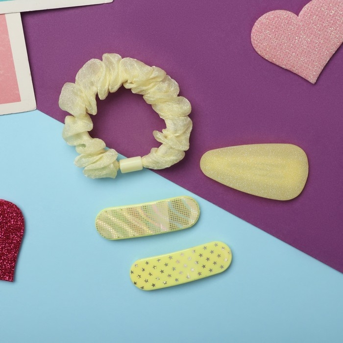 Набор для волос Набор для волос "Толиман" (1 резинка-6 см,3 невидимки- 5 см) жёлтый