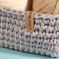 Бирка с кнопкой «Hand made», 8 × 1,5 см, 10 шт, цвет бежевый