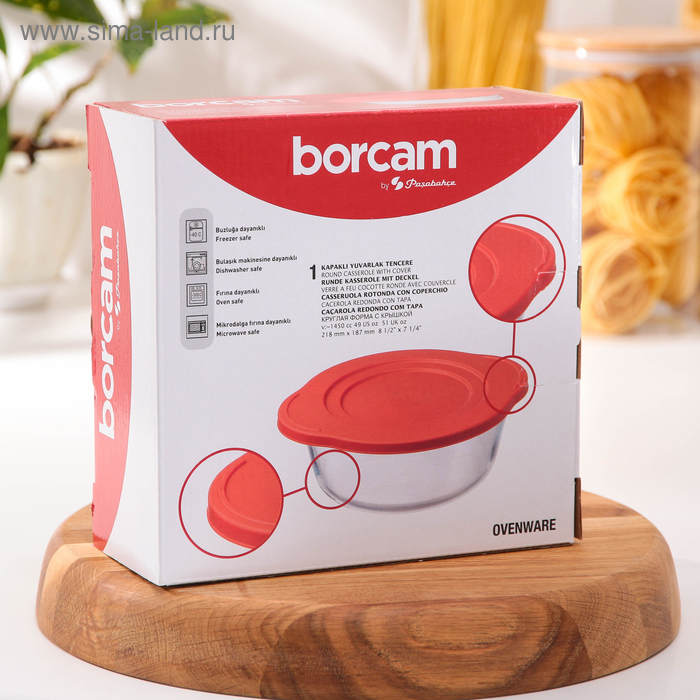 Кастрюля из жаропрочного стекла для запекания Borcam, 2,1 л, с крышкой Кастрюля из жаропрочного стекла для запекания Borcam, 2,1 л, с крышкой