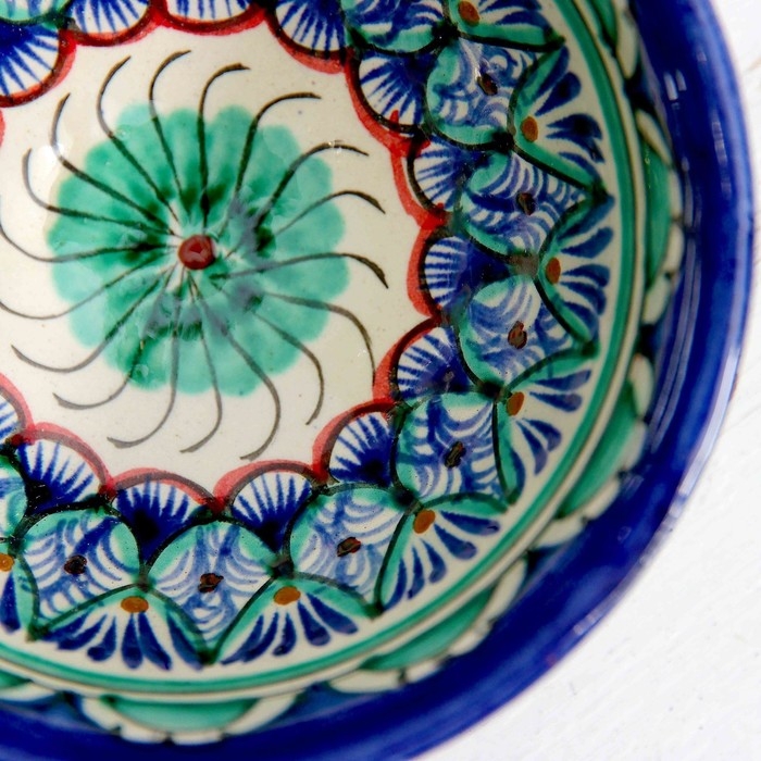 Пиала чайная Риштанская керамика  Пиала чайная Риштанская керамика "Узоры" большая, 11 см, микс