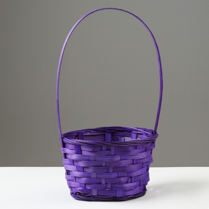 Корзина плетеная, D17 х 9 х 30 см, фиолетовая, бамбук Корзина плетеная, D17 х 9 х 30 см, фиолетовая, бамбук