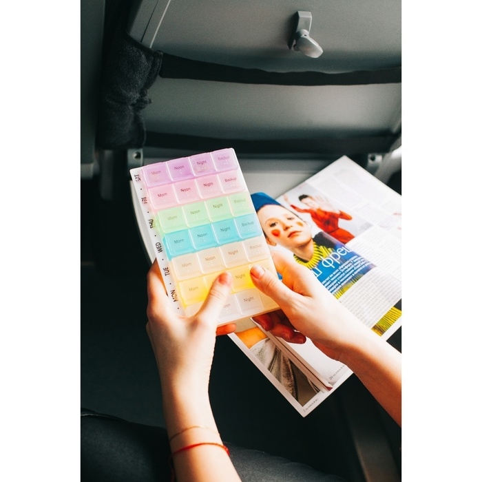 Таблетница - органайзер «Неделька», русские буквы, 18 × 11,5 × 2,5 см, утро/день/вечер/ночь, 7 контейнеров по 4 секции, цвет разноцветный Таблетница - органайзер «Неделька», русские буквы, 18 × 11,5 × 2,5 см, утро/день/вечер/ночь, 7 контейнеров по 4 секции, цвет разноцветный