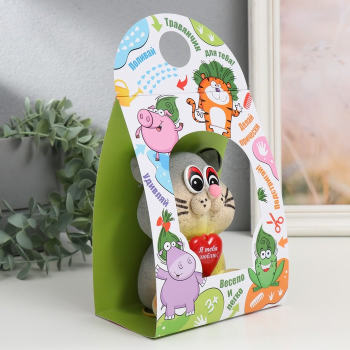 Растущий подарок травка Растущий подарок травка "Кот серый" МИКС