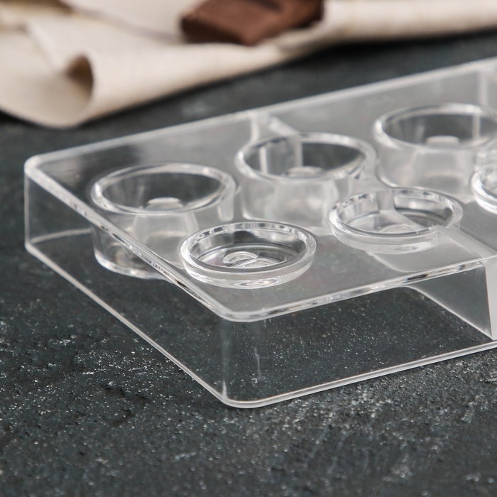 Форма для конфет и шоколада «Бабл», 10 ячеек, 20×12×2,5 см, d=2,5 см, d=2,7 см, цвет прозрачный Форма для конфет и шоколада «Бабл», 10 ячеек, 20×12×2,5 см, d=2,5 см, d=2,7 см, цвет прозрачный