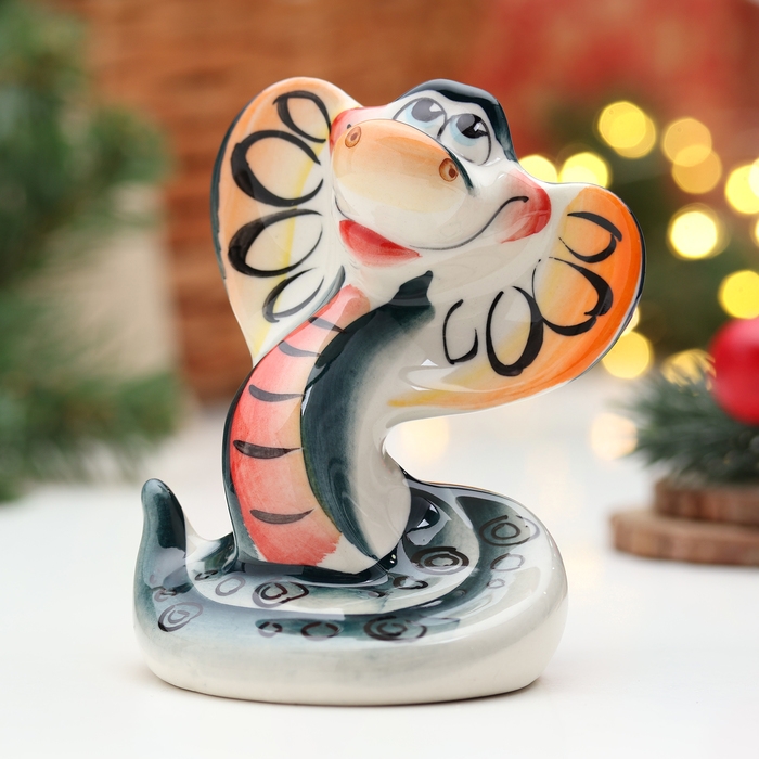 Новый год. Сувенир символ года Новый год. Сувенир символ года "Змея Клава", гжель, цвет, 11 см