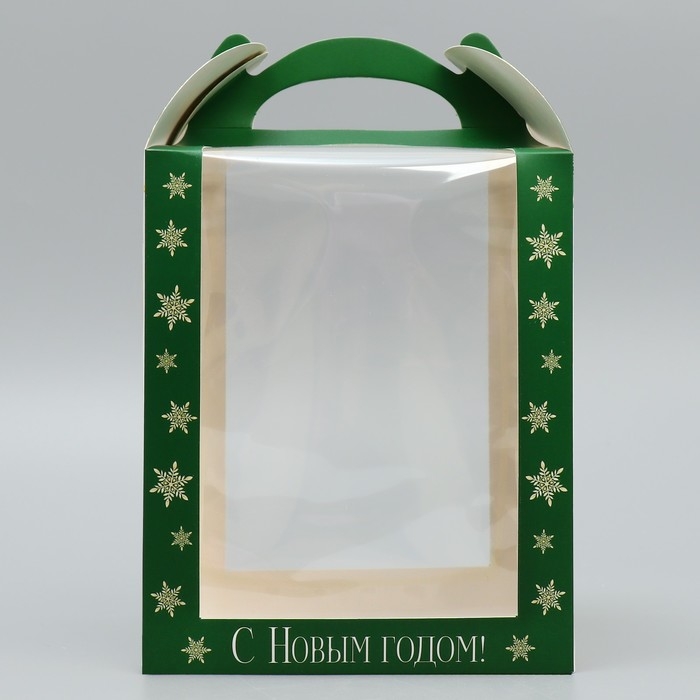 Складная коробка под маленький торт «С Новым годом», шары, 15 х 15 х 18 см, Новый год Складная коробка под маленький торт «С Новым годом», шары, 15 х 15 х 18 см, Новый год