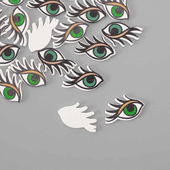 Декор для творчества дерево Декор для творчества дерево "Зелёные глаза" набор 20 шт 2,4х1,5 см