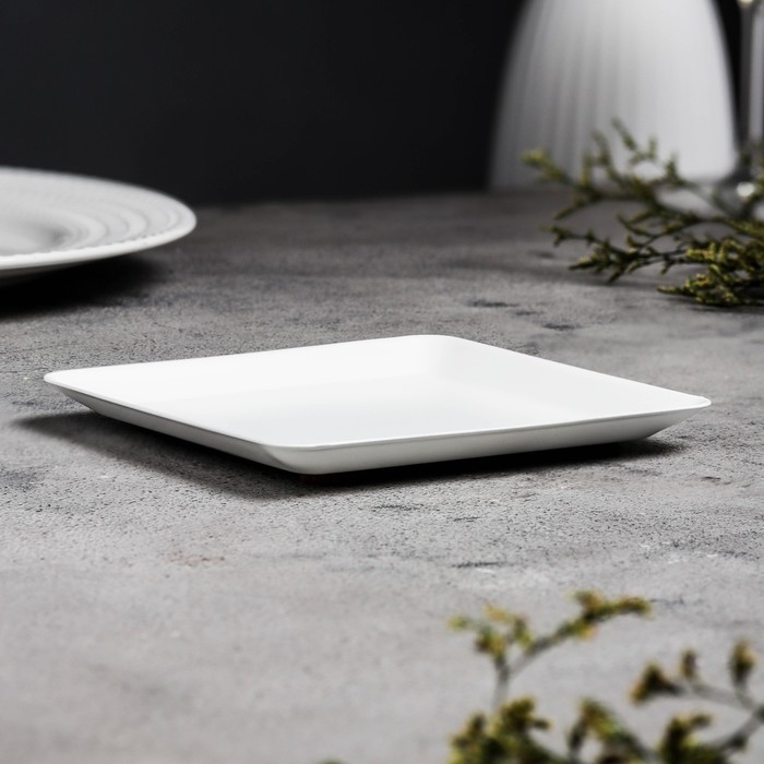 Подсвечник металл Подсвечник металл "Тарелка", 12,6х12,6х1,3 см, белый