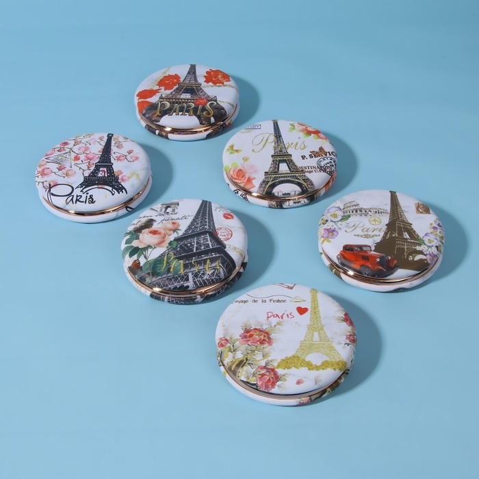 Зеркало складное «Париж», d = 7,5 см, с увеличением, искусственная кожа, рисунок МИКС Зеркало складное «Париж», d = 7,5 см, с увеличением, искусственная кожа, рисунок МИКС