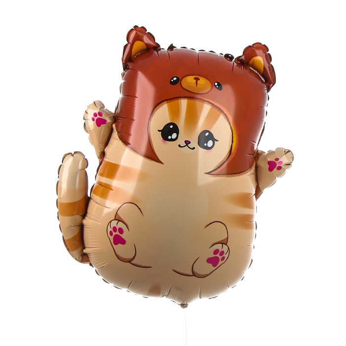 Воздушный шар фольгированный 28 Воздушный шар фольгированный 28" «Котик в шапке», набор 50 шт.