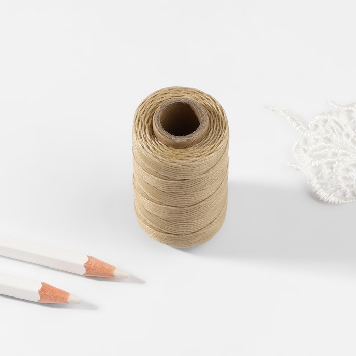 Нитки вощёные, плоские, 210D/16, 1 мм, 50 &plusmn; 2 м, цвет бежевый