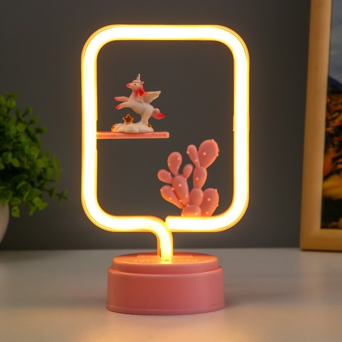 Ночник Ночник "Единорог" LED 4000К 2хАА розовый 20х8,5х8,5см RISALUX