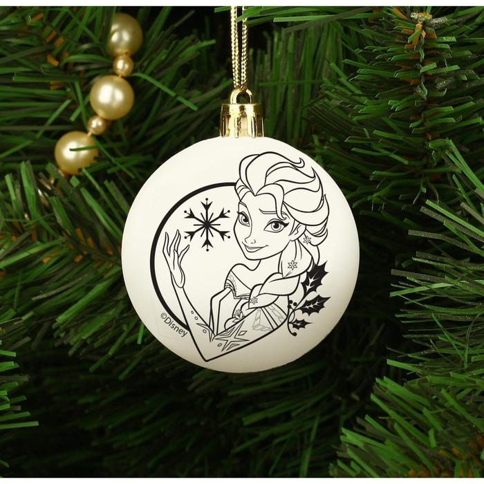 Новый год. Ёлочный шар под раскраску, 5.5 см, Холодное сердце Новый год. Ёлочный шар под раскраску, 5.5 см, Холодное сердце