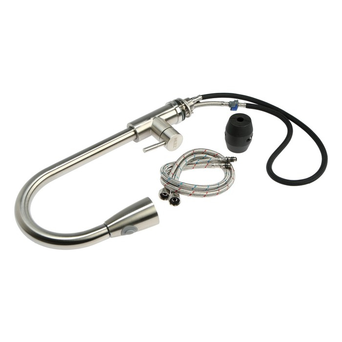 Смеситель для кухни ZEIN Z1752, нержавеющая сталь, с выдвижной лейкой, 2 режима, цвет сатин Смеситель для кухни ZEIN Z1752, нержавеющая сталь, с выдвижной лейкой, 2 режима, цвет сатин